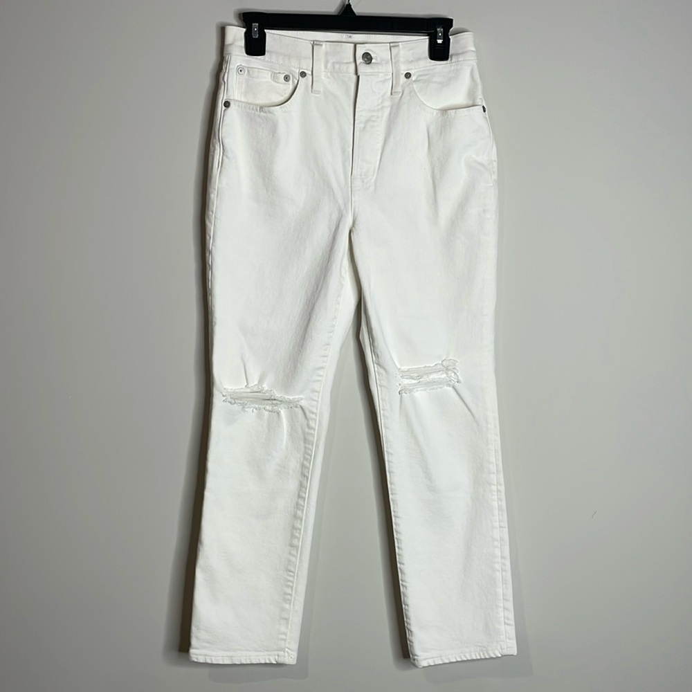 Madewell | The Perfect Vintage Crop Jeans White Busted Knees Size 26